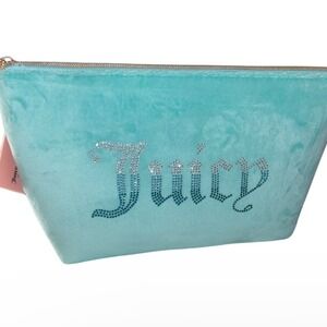 OMBRE RHINESTONE JUICY COUTURE COASTAL BLUE VELVET COSMETIC MAKEUP TRAVEL NWT